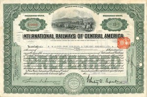 International Railways of Central America - Stock Certificate - Very Popular - Beautiful Vignette